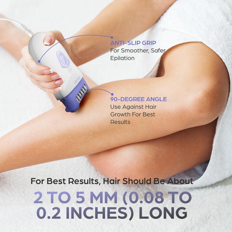 Epilady Speed Corded Epilator - Effective Hair Removal for Women and Men, Ideal for Arms, Legs, Underarms, Bikini Area, and Face, Two Speed Settings, White/Red - Image 4